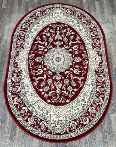 Ковер турецкий L052A Madison (PP Heatset Высокоплотный, красный) овальный